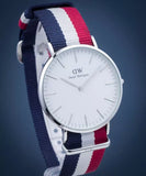 Daniel Wellington Classic Cambridge White Dial Two Tone Nylon Strap Watch For Men - DW00100017 Authentic Buy Shop Now