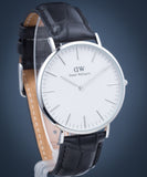 Daniel Wellington Classic York White Dial Black Leather Strap Watch For Men - DW00100025 Authentic Buy Shop Now
