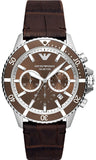Emporio Armani Diver Chronograph Brown Dial Brown Leather Strap Watch For Men - AR11486 Authentic Buy Shop Now