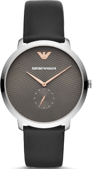 Emporio Armani Modern Slim Quartz Grey Dial Black Leather Strap Watch For Men - AR11162 Authentic Buy Shop Now