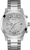 Guess Atlas Chronograph Silver Dial Silver Steel Strap Watch For Men - W0668G7 Authentic Buy Shop Now