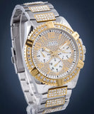Guess Frontier Chronograph Crystals Silver Dial Two Tone Steel Strap Watch for Men - W0799G4 Authentic Buy Shop Now