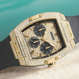 Guess Phoenix Multifunction Crystals Gold Dial Black Silicone Strap Watch For Men - GW0048G2 Authentic Buy Shop Now