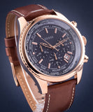 Guess Persuit Chronograph Blue Dial Brown Leather Strap Watch for Men - W0500G1 Authentic Buy Shop Now