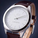 Lacoste Edmonton White Dial Brown Leather Strap Watch for Men - 2010893 Authentic Buy Shop Now
