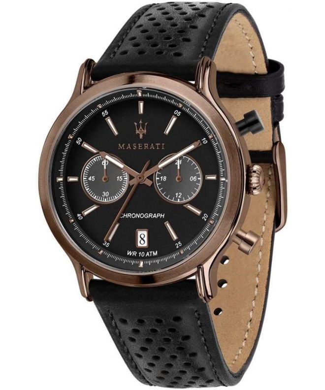 Maserati Legend Chronograph Black Dial Black Leather Strap Watch For Men - R8871638001 Authentic Buy Shop Now