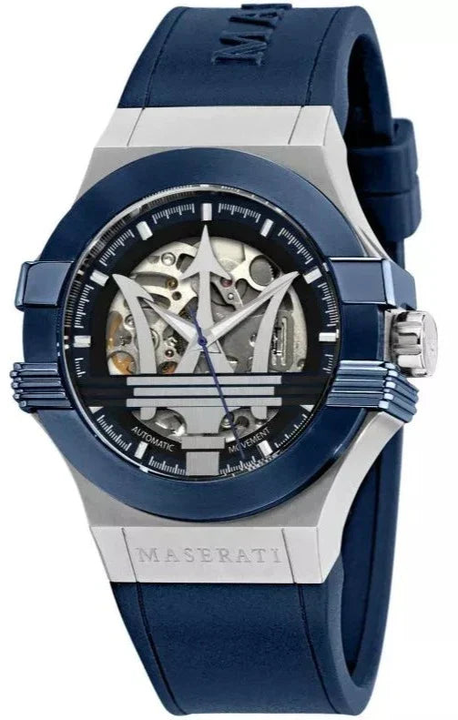 Maserati Potenza Automatic Skeleton Dial Blue Rubber Strap Watch For Men - R8821108035 Authentic Buy Shop Now