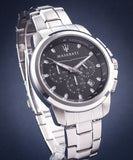 Maserati Successo Chronograph Black Dial Silver Steel Strap Watch For Men - R8873621001 Authentic Buy Shop Now