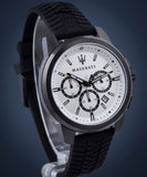 Maserati Successo 44mm White Dial Black Silicone Strap Watch For Men - R8871621010 Authentic Buy Shop Now
