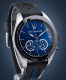 Maserati Traguardo Chronograph Blue Dial Black Silicone Strap Watch For Men - R8871612044 Authentic Buy Shop Now