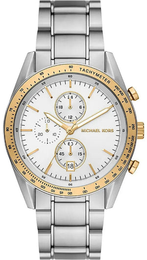 Michael Kors Accelerator Chronograph White Dial Silver Steel Strap Watch For Men - MK9112 Authentic Buy Shop Now