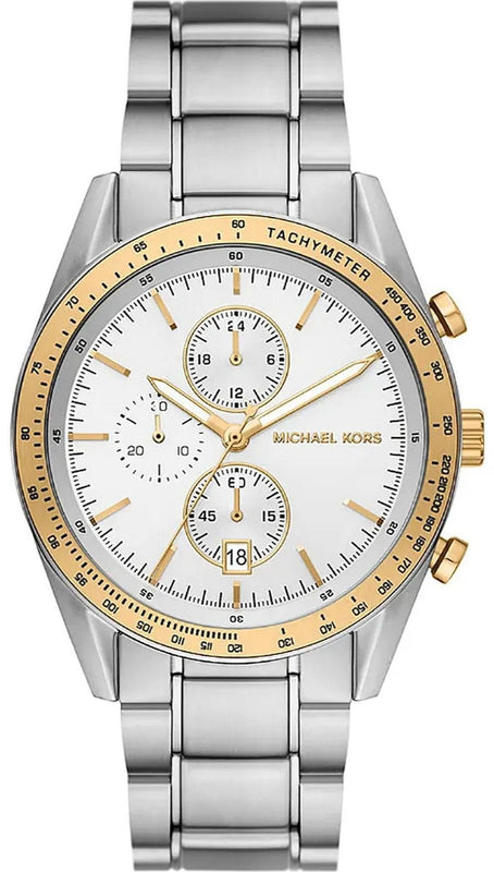 Michael Kors Accelerator Chronograph White Dial Silver Steel Strap Watch For Men - MK9112 Authentic Buy Shop Now