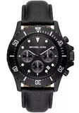 Michael Kors Everest Chronograph Black Dial Black Leather Strap Watch For Men - MK9053 Authentic Buy Shop Now