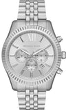 Michael Kors Lexington Chronograph Silver Dial Silver Steel Strap Watch For Men - MK8789 Authentic Buy Shop Now