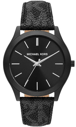 Michael Kors Slim Runway Black Dial Black Leather Strap Watch For Men - MK8908 Authentic Buy Shop Now