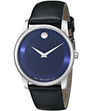 Movado Museum Classic Blue Dial Black Leather Strap Watch for Men - 606610 Authentic Buy Shop Now