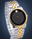 Movado Museum Classic Black Dial Two Tone Steel Strap Watch For Men - 606899 Authentic Buy Shop Now