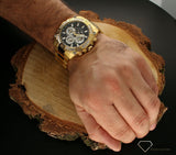Guess Trophy Diamonds Black Dial Gold Steel Strap Watch for Men - GW0390G2 Authentic Buy Shop Now