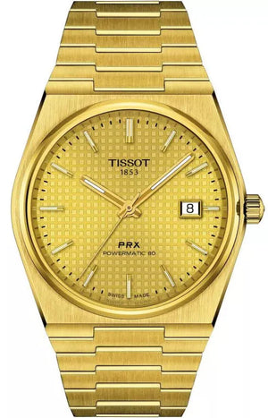 Tissot PRX Powermatic 80 Gold Dial Gold Steel Strap Watch for Men - T137.407.33.021.00 Authentic Buy Shop Now