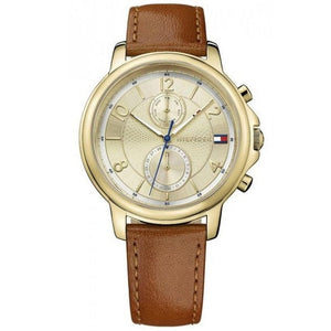 Tommy Hilfiger Claudia Rose Gold Dial Brown Leather Strap Watch for Women - 1781818 Authentic Buy Shop Now