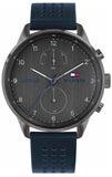 Tommy Hilfiger Chase Grey Dial Blue Leather Strap Watch for Men - 1791578 Authentic Buy Shop Now