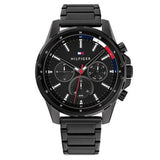 Tommy Hilfiger Mason Chronograph Black Dial Black Steel Strap Watch For Men - 1791935 Authentic Buy Shop Now