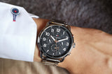 Tommy Hilfiger Briggs Chronograph Black Dial Silver Steel Strap Watch for Men - 1791422 Authentic Buy Shop Now