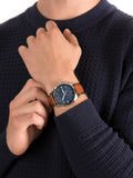 Fossil Townsman Chronograph Blue Dial Brown Leather Strap Watch for Men - FS5279 Authentic Buy Shop Now