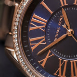 Michael Kors Kacie Three Hand Black Dial Rose Gold Steel Strap Watch for Women - MK6930 Authentic Buy Shop Now