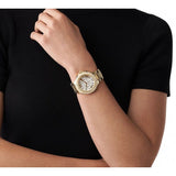 Michael Kors Camille Chronograph White Dial Gold Steel Strap Watch For Women - MK6994 Authentic Buy Shop Now