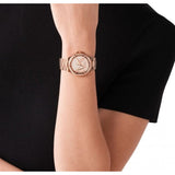 Michael Kors Lennox Three Hand Rose Gold Dial Rose Gold Steel Strap Watch For Women - MK7230 Authentic Buy Shop Now