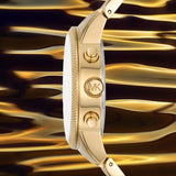 Michael Kors Hutton Chronograph Gold Dial Gold Steel Strap Watch For Men - MK8953 Authentic Buy Shop Now