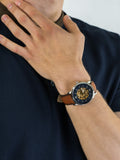 Fossil Neutra Automatic Luggage Skeleton Blue Dial Brown Leather Strap Watch for Men - ME3160 Authentic Buy Shop Now