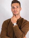 Guess Horizon Chronograph White Dial Brown Leather Strap Watch For Men - W0380G2 Authentic Buy Shop Now