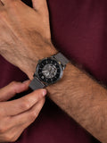 Fossil Neutra Automatic Skeleton Black Dial Grey Mesh Strap Watch for Men - ME3185 Authentic Buy Shop Now