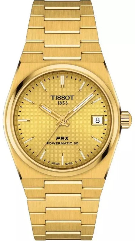 Tissot PRX Powermatic 80 Gold Dial Gold Steel Strap Watch for Men - T137.207.33.021.00 Authentic Buy Shop Now