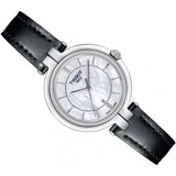 Tissot T Lady Flamingo Mother of Pearl White Dial Black Leather Strap Watch for Women - T094.210.16.111.00 Authentic Buy Shop Now