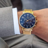 Tommy Hilfiger Daniel Chronograph Blue Dial Gold Steel Strap Watch for Men - 1710384 Authentic Buy Shop Now