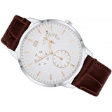 Tommy Hilfiger Brad Chronograph White Dial Brown Leather Strap Watch For Men - 1710389 Authentic Buy Shop Now