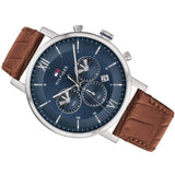 Tommy Hilfiger Evan Chronograph Blue Dial Brown Leather Strap Watch for Men - 1710393 Authentic Buy Shop Now