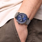 Tommy Hilfiger Evan Chronograph Blue Dial Silver Steel Strap Watch For Men - 1710409 Authentic Buy Shop Now