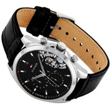 Tommy Hilfiger Baker Chronograph Black Dial Black Leather Strap Watch For Men - 1710449 Authentic Buy Shop Now