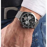 Tommy Hilfiger Chronograph Black Dial Silver Mesh Bracelet Watch for Men - 1791292 Authentic Buy Shop Now