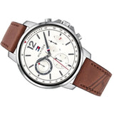 Tommy Hilfiger Landon Chronograph White Dial Brown Leather Strap Watch for Men - 1791531 Authentic Buy Shop Now