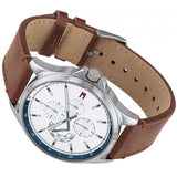 Tommy Hilfiger Multi Function Quartz White Dial Brown Leather Strap Watch for Men - 1791614 Authentic Buy Shop Now