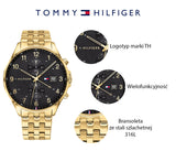 Tommy Hilfiger West Chronograph Quartz Black Dial Gold Steel Strap Watch For Men - 1791708 Authentic Buy Shop Now