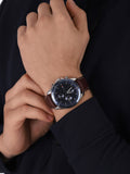 Tommy Hilfiger Parker Chronograph Blue Dial Brown Leather Strap Watch For Men - 1791837 Authentic Buy Shop Now