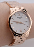 Tissot T Classic Tradition Lady White Dial Rose Gold Steel Strap Watch for Women - T063.210.33.037.00 Authentic Buy Shop Now