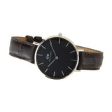Daniel Wellington Classic Petite York Black Dial Brown Leather Strap Watch For Women - DW00100182 Authentic Buy Shop Now
