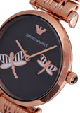 Emporio Armani Gianni T Bar Black Dial Rose Gold Steel Strap Watch For Women - AR11206 Authentic Buy Shop Now